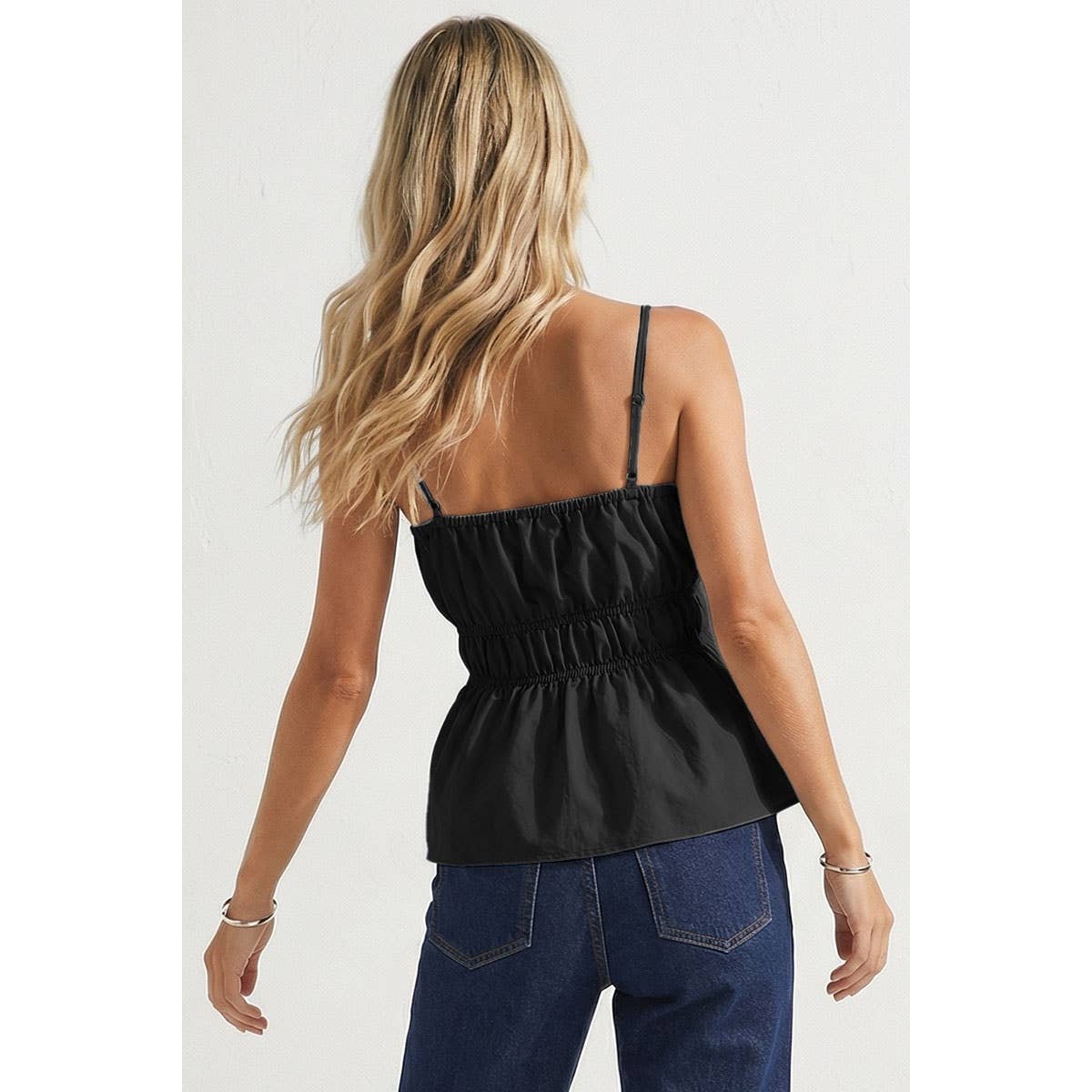 Buckle Pleated Sleeveless Top