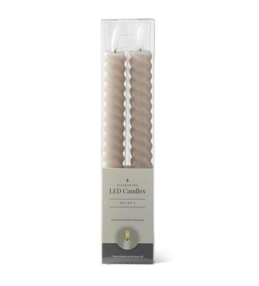 9.75“ Taupe Spiral LED Candles/set of 2