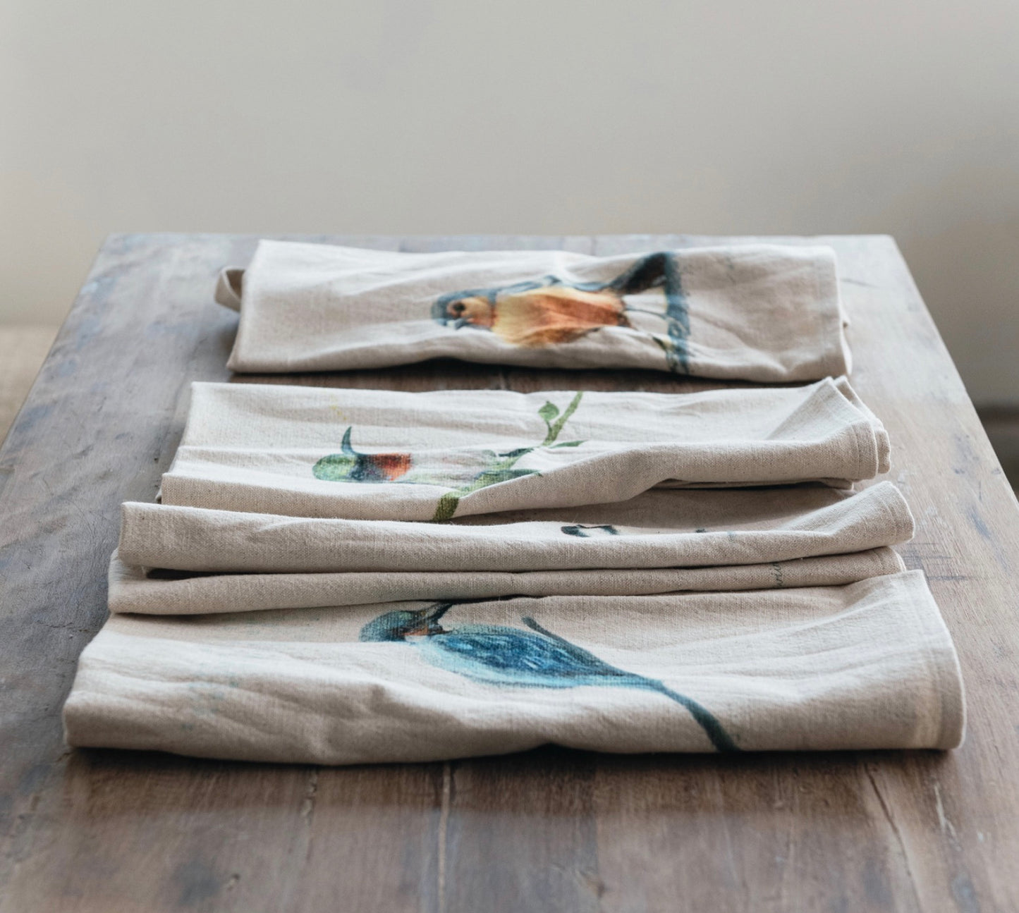 28”L x 18”W Cotton & Linen Printed Tea Towel w Bird