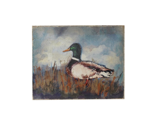 Canvas Wall Decor w/ Duck Image, Distressed Finish