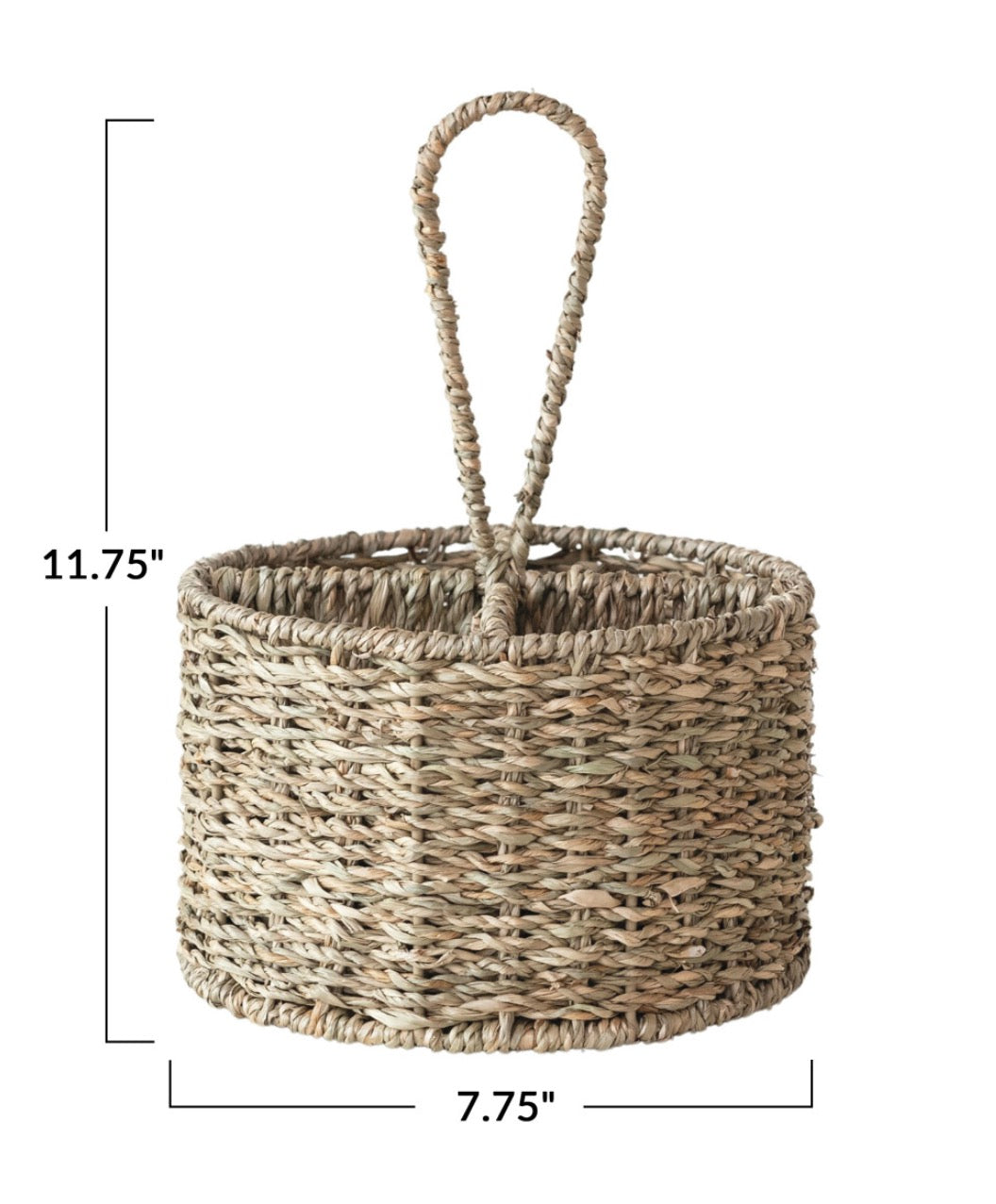 Hand-Woven Seagrass Caddy w/ 4 Sections, Natural
