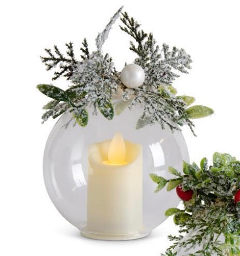 5” LED Glass Icy Mistletoe Ornament