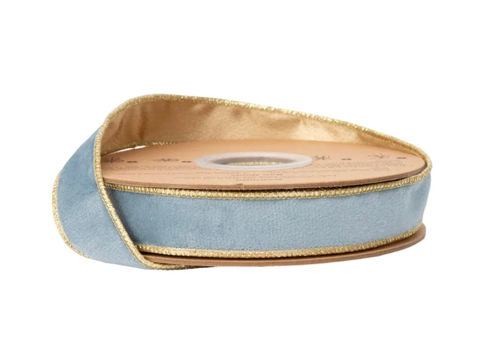 1” Reversible Classic Velvet Wired Ribbon/Gold 10 yd Roll