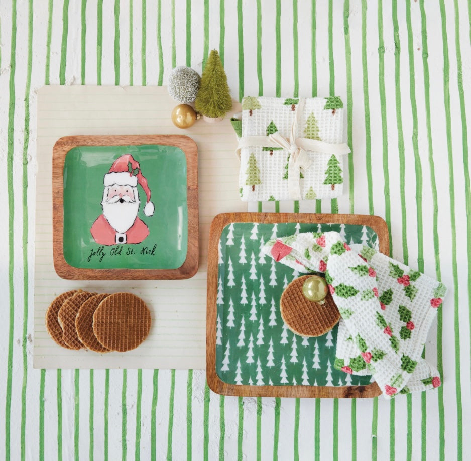 Cotton Printed Waffle weave Dish Cloths, Set of 2