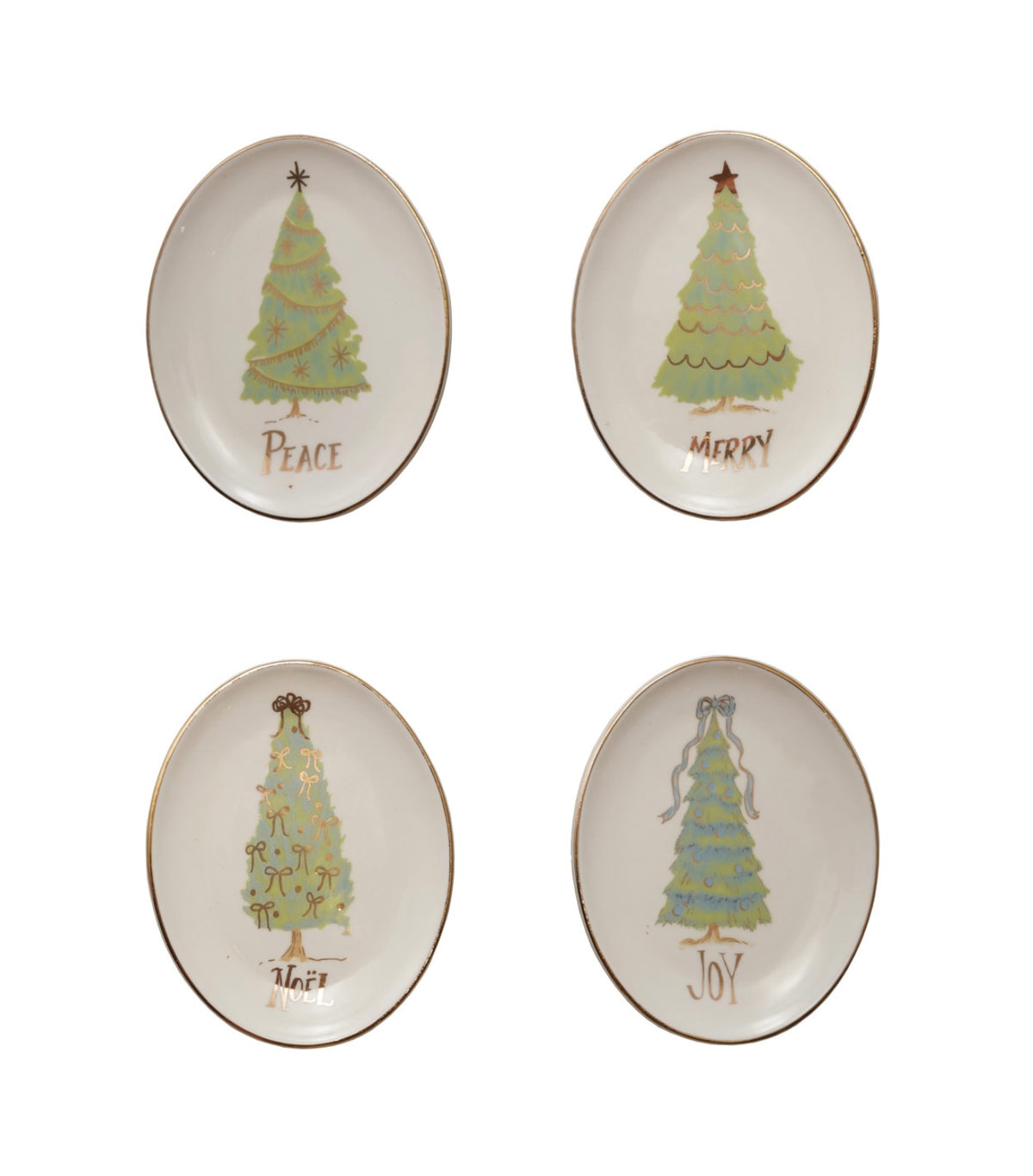 Oval Stoneware Christmas Tree, 4 Styles