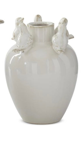 Cream Ceramic Bird Rim Vase