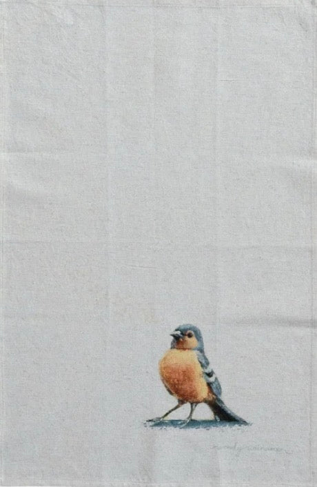 28”L x 18”W Cotton & Linen Printed Tea Towel w Bird