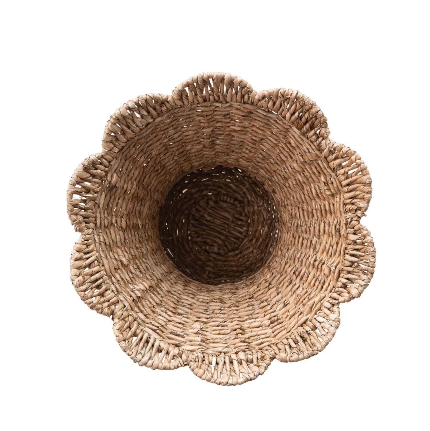 Hand-Woven Rattan Scalloped Urn, Natural