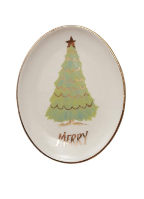 Oval Stoneware Christmas Tree, 4 Styles