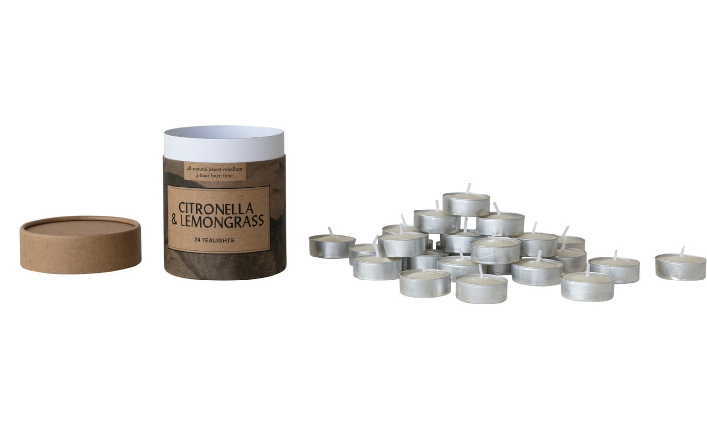 Citronella and Lemongrass Tealight Candles in Box, 24 ct.