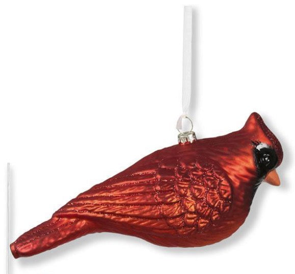 Red Glass Cardinal Ornament w/red Glitter