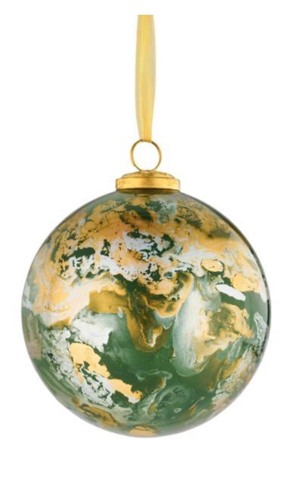 5"DIA MARBLE GLASS BALL ORNAMENT