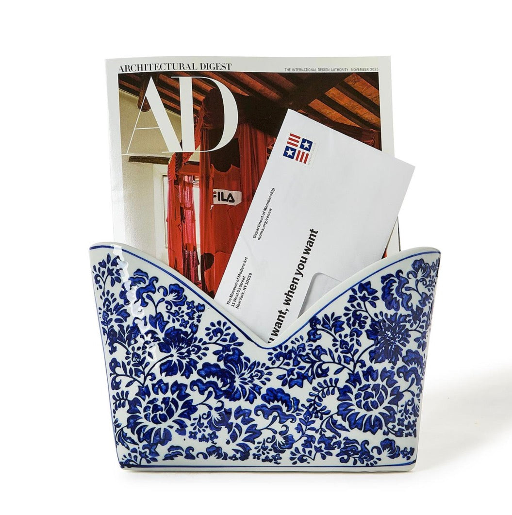 Chinoiserie Blue &White Porcelain Letter Holder