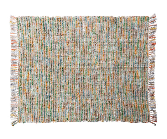 60”L x 50”W Woven Acrylic Blend Throw w Fringe, Multi Color