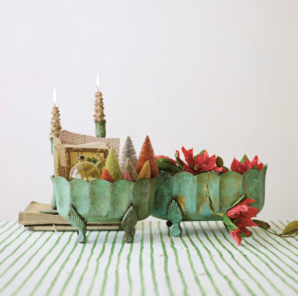 Metal Scalloped Footed Planter
