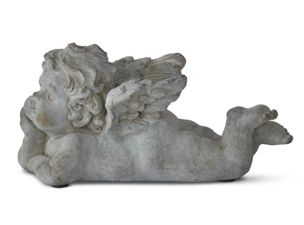 Gray Stone Cherub Statue