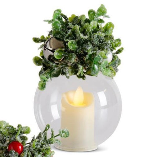 5” LED Glass Icy Mistletoe Ornament