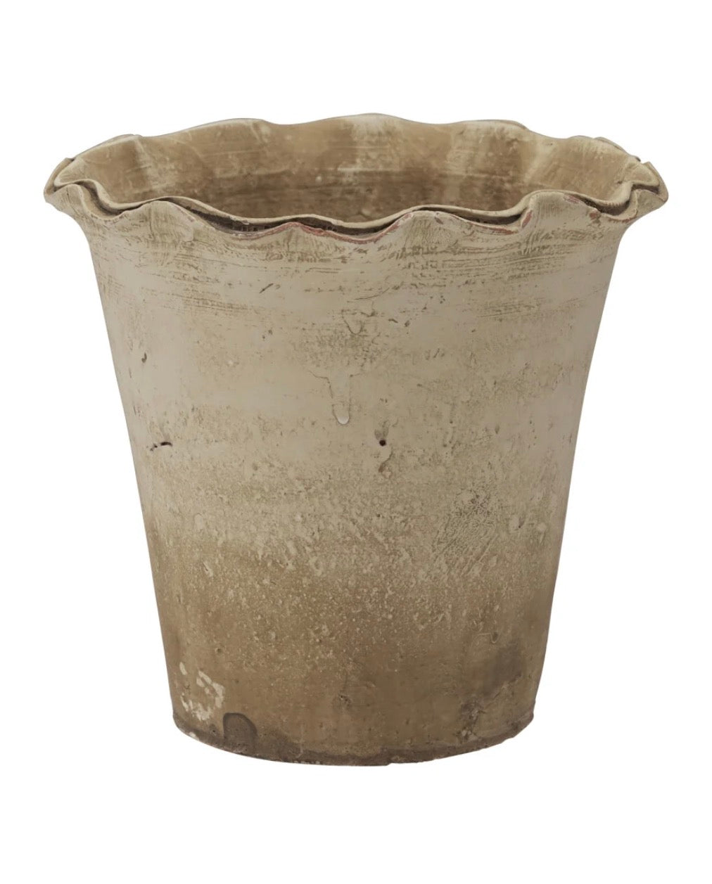 7”Rd x 7”H Terrain  Planter w Ruffled Edge, Natural