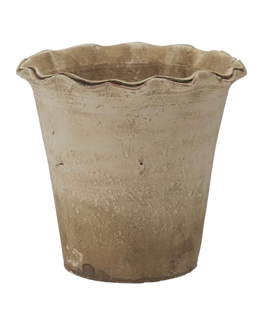 7”Rd x 7”H Terrain  Planter w Ruffled Edge, Natural