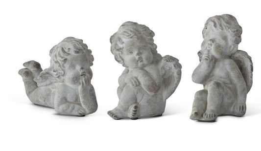 Gray Stone Cherub Statue