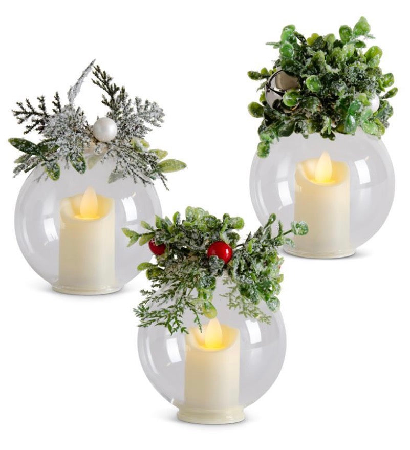5” LED Glass Icy Mistletoe Ornament