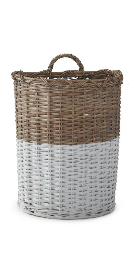 Half Whitewashed Hanging Rattan Nesting Basket