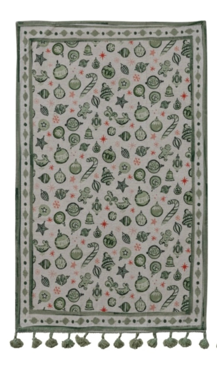 Cotton & Linen Tea Towel w/ Tassels