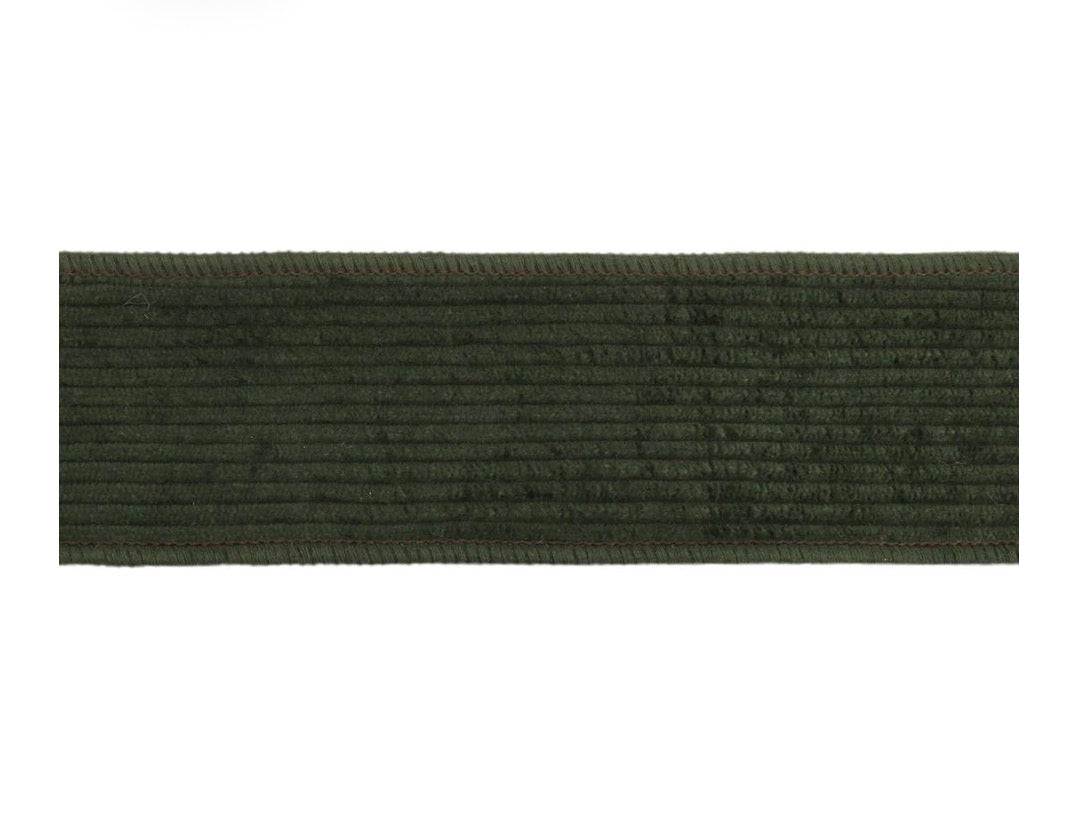 2 1/2” Wired Corduroy Ribbon Green w Burlap Back, 5yd