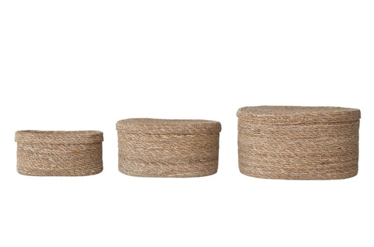 Hand Woven Seagrass Baskets w Lids
