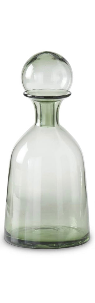 12.75 Inch Geen Glass Vase w/ Stopper