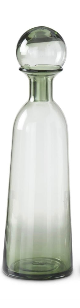 16.75 Inch Geen Glass Vase w/ Stopper