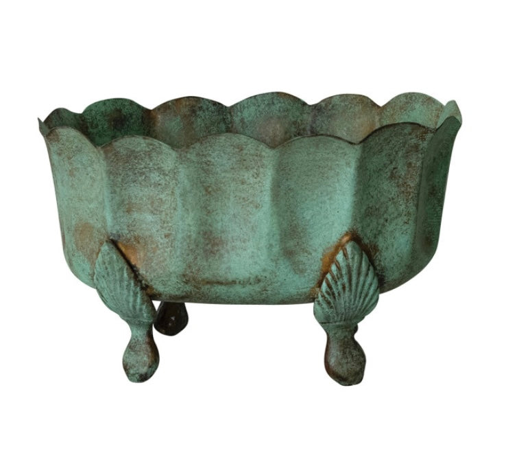 Metal Scalloped Footed Planter