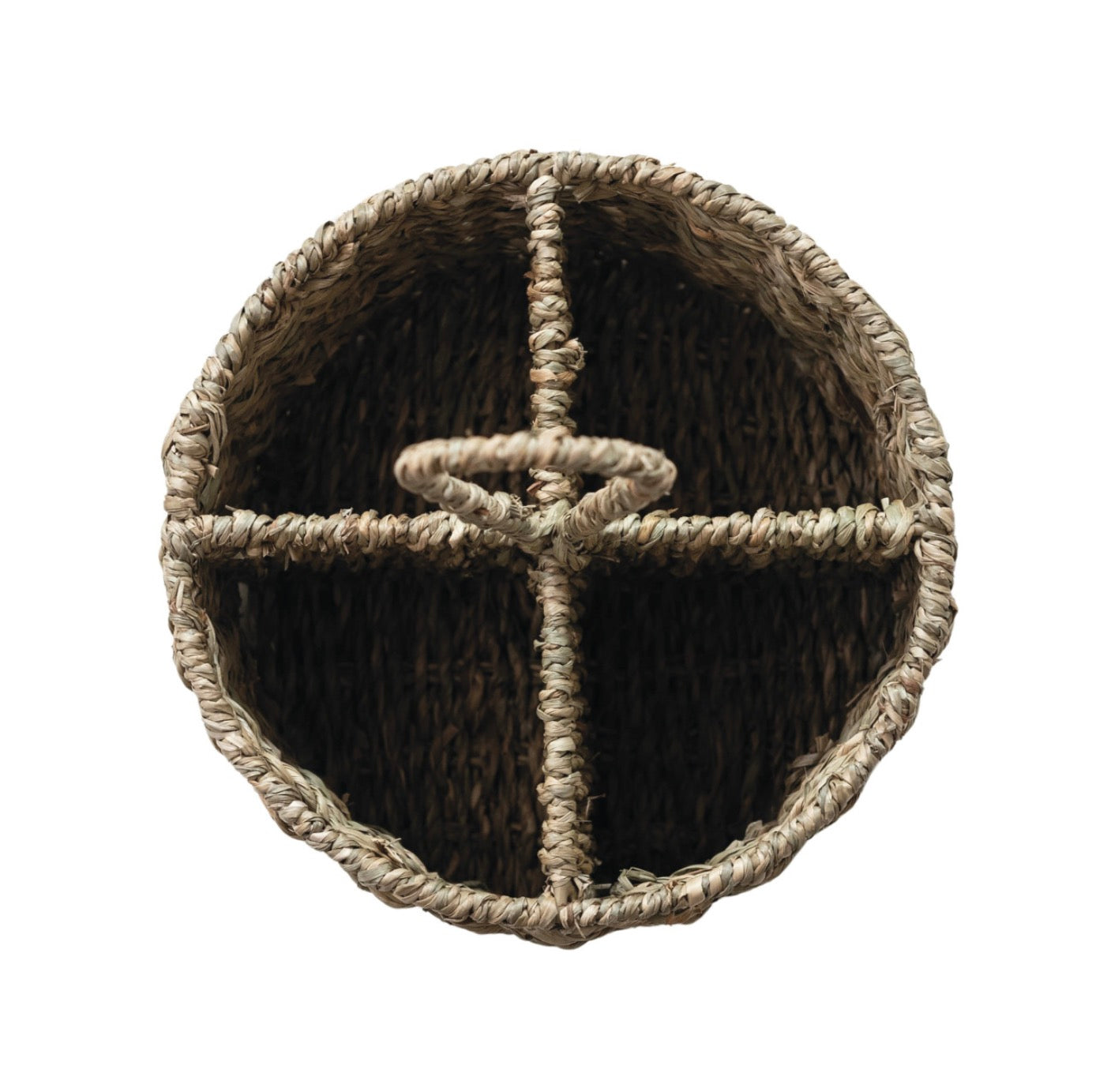 Hand-Woven Seagrass Caddy w/ 4 Sections, Natural