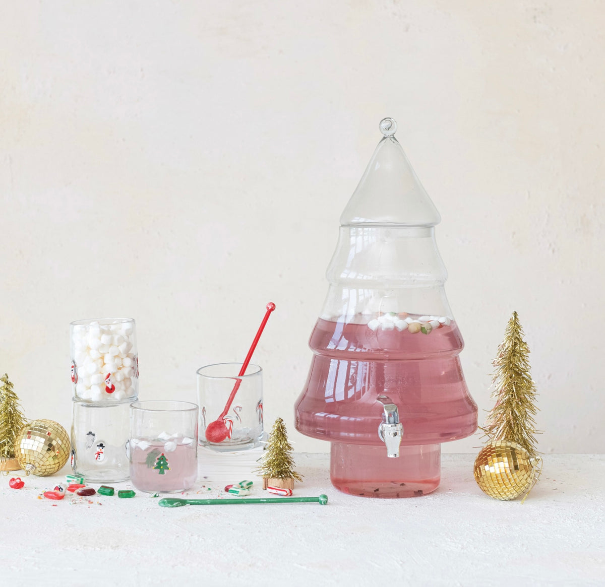 16oz. Drinking Glass w/ Embedded Holiday Icon Pattern