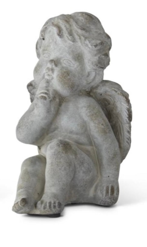 Gray Stone Cherub Statue