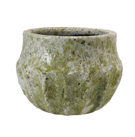Terra-cotta Planter w Crackle Glaze/Green
