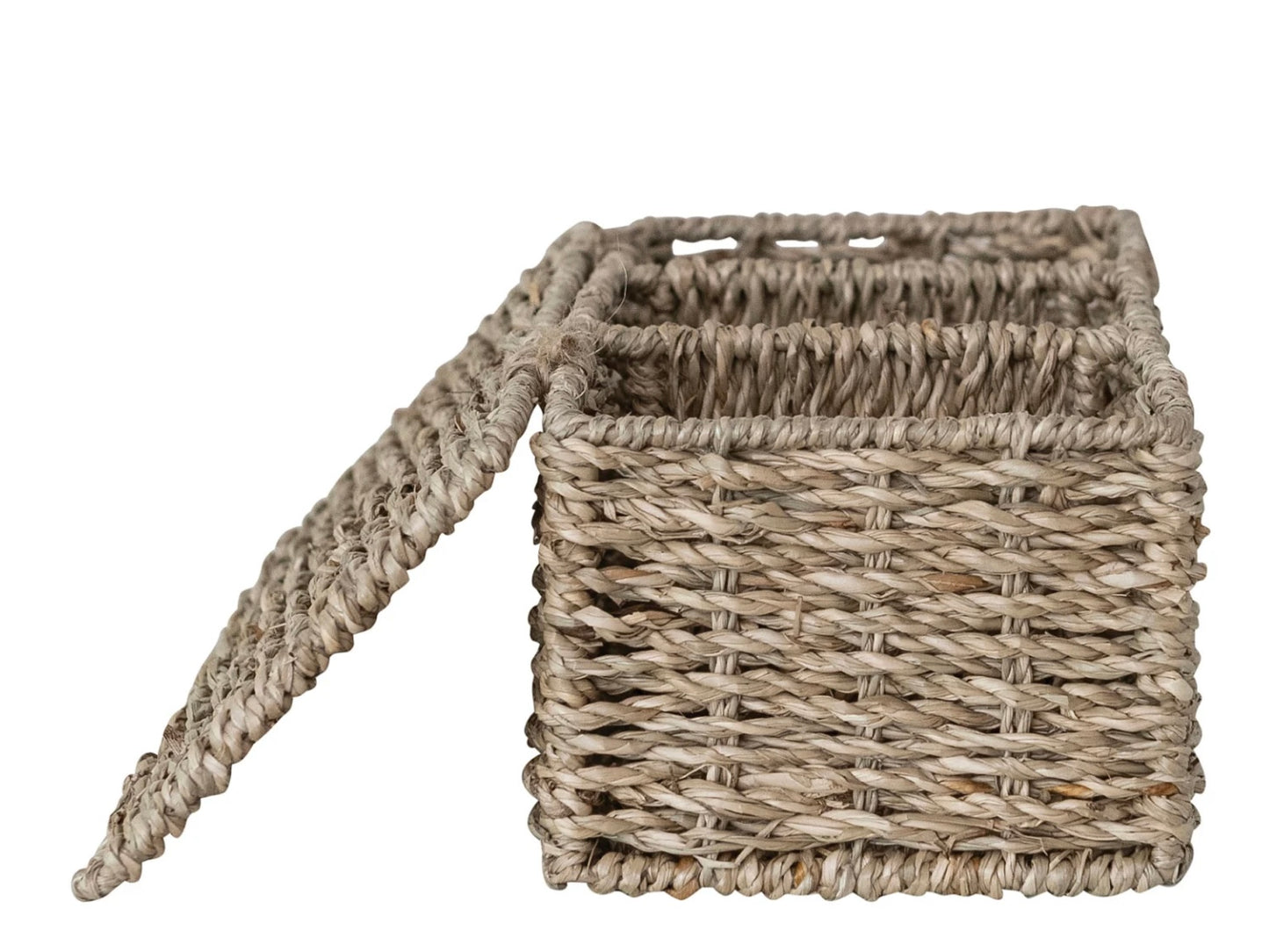 Hand Woven Seagrass Baskets w/ 3 Sections & Lid, Natural