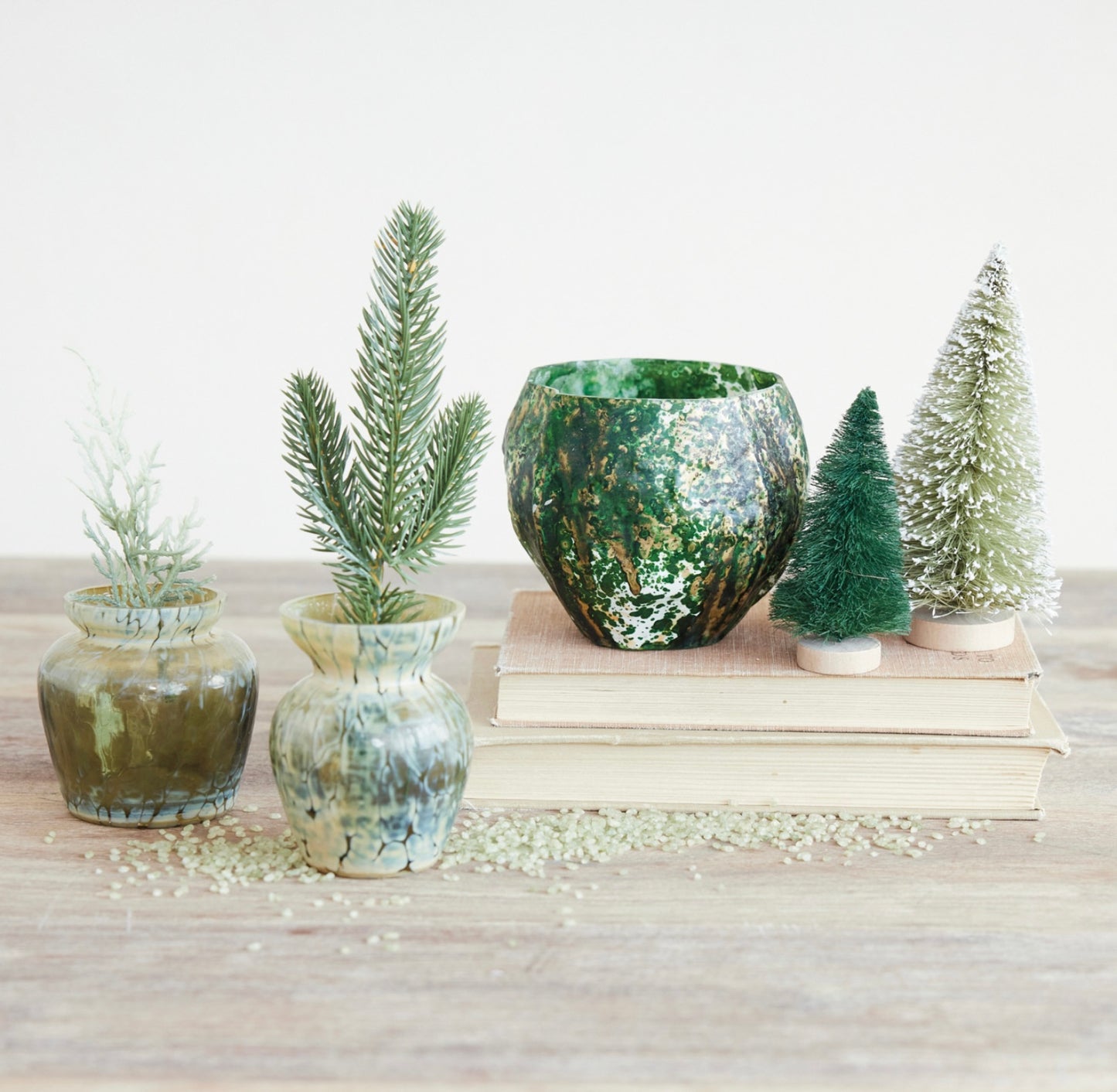 Frosted Glass Vase, Marbled Multi Color, 2 Styles
