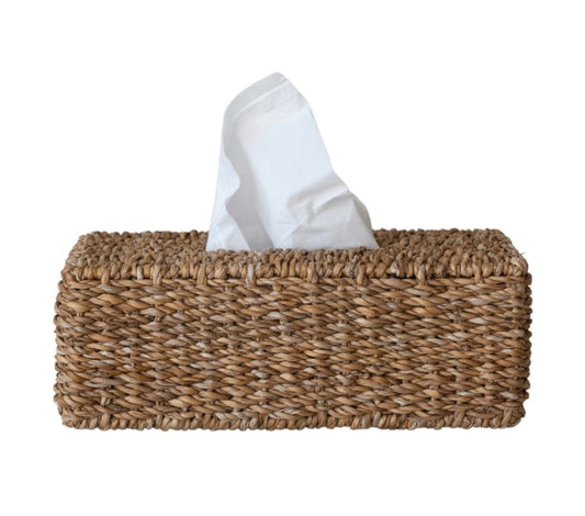 11”L x 4”H Hand-Woven Seagrass Tissue Box Cover, Natural