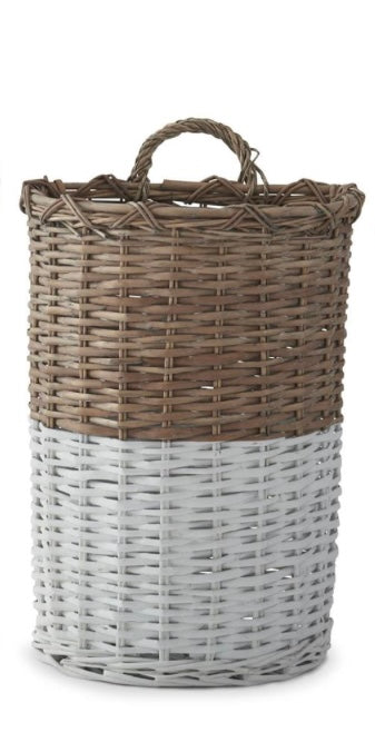 Half Whitewashed Hanging Rattan Nesting Basket