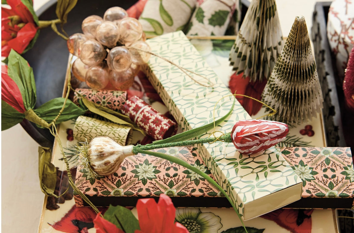 Safety Fireplace Matches in Matchbox w/ Seasonal Botanical Pattern, 3 Styles
