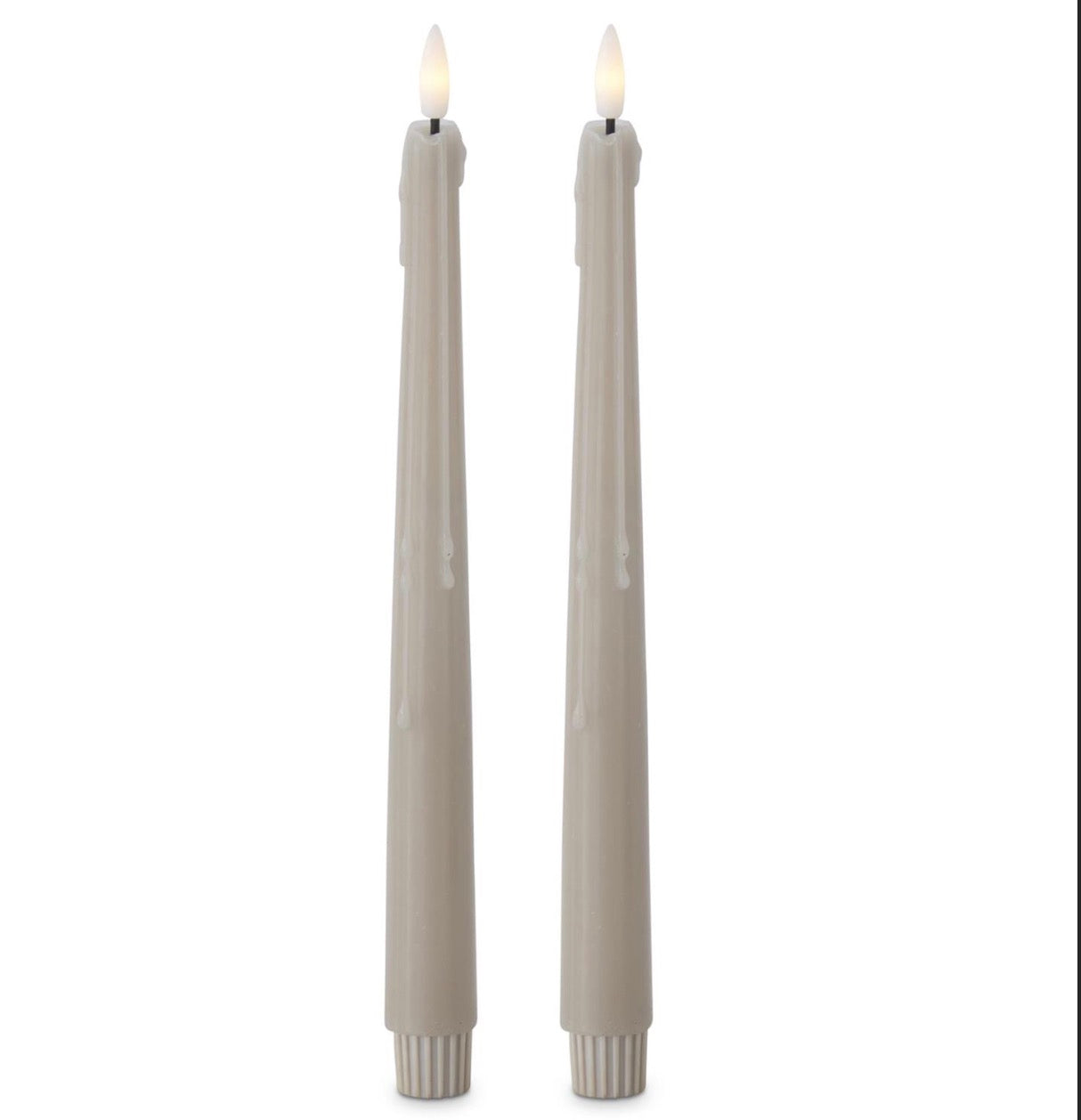11.5 “ Taupe LED Drip Taper Candles/set of 2