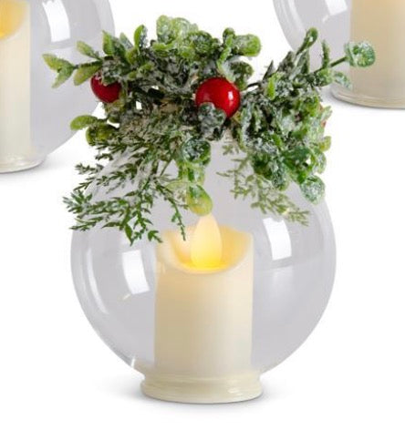5” LED Glass Icy Mistletoe Ornament