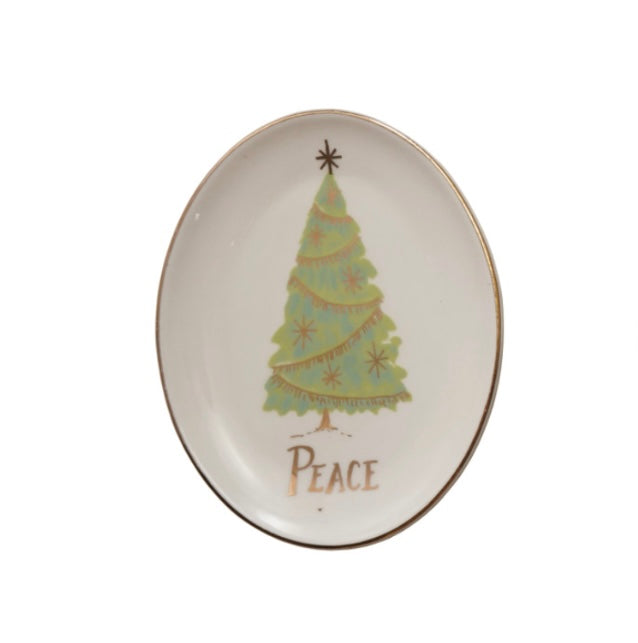 Oval Stoneware Christmas Tree, 4 Styles