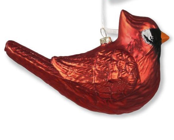 Red Glass Cardinal Ornament w/red Glitter