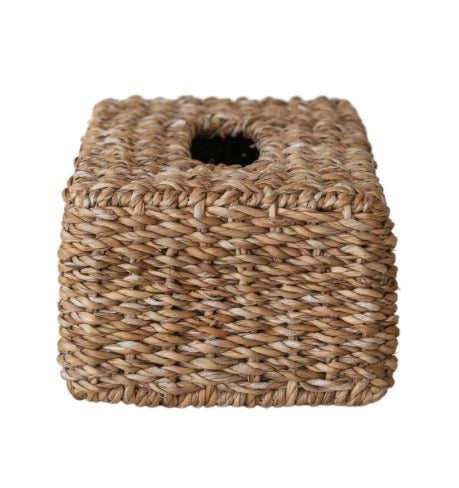11”L x 4”H Hand-Woven Seagrass Tissue Box Cover, Natural