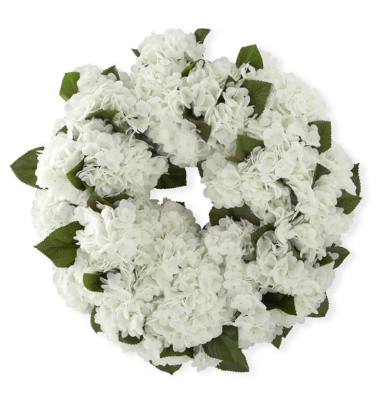 24 Inch White Real Touch Hydrangea Wreath