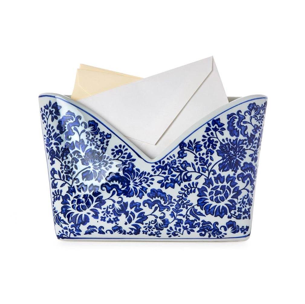 Chinoiserie Blue &White Porcelain Letter Holder
