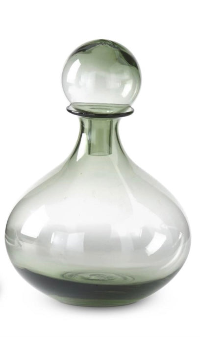 11 Inch Geen Glass Vase w/ Stopper
