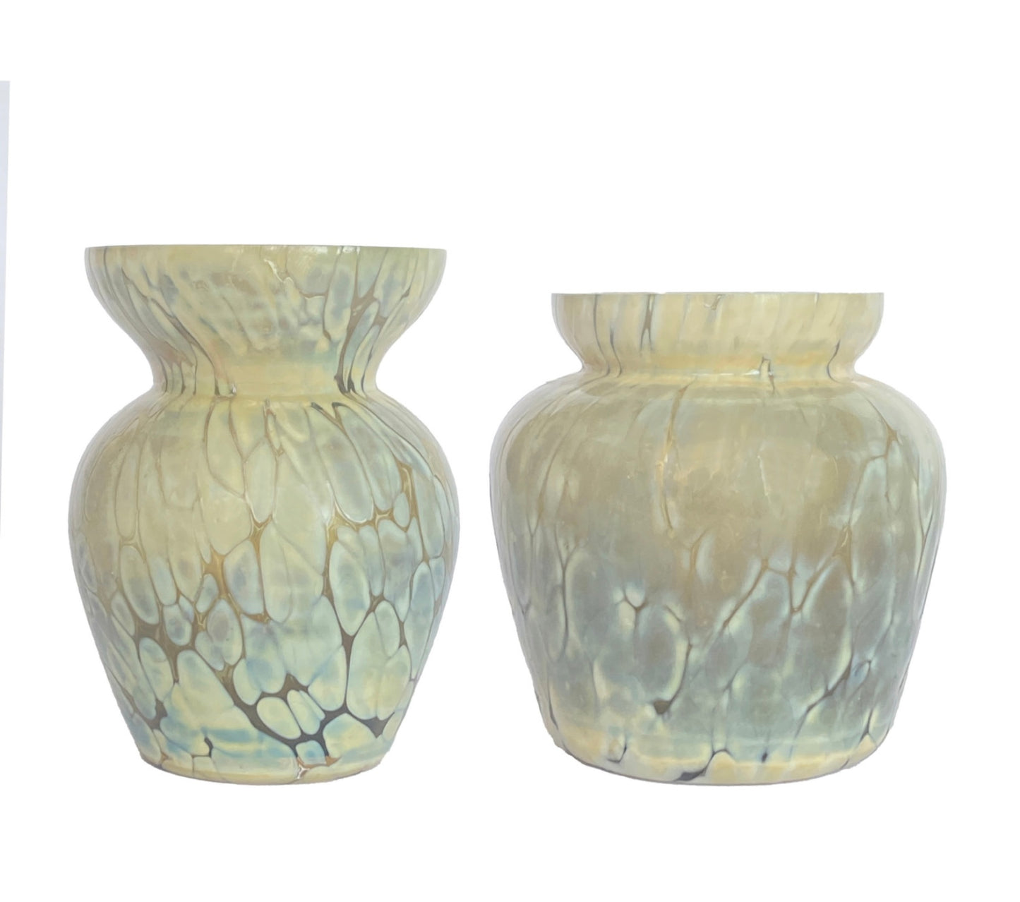 Frosted Glass Vase, Marbled Multi Color, 2 Styles